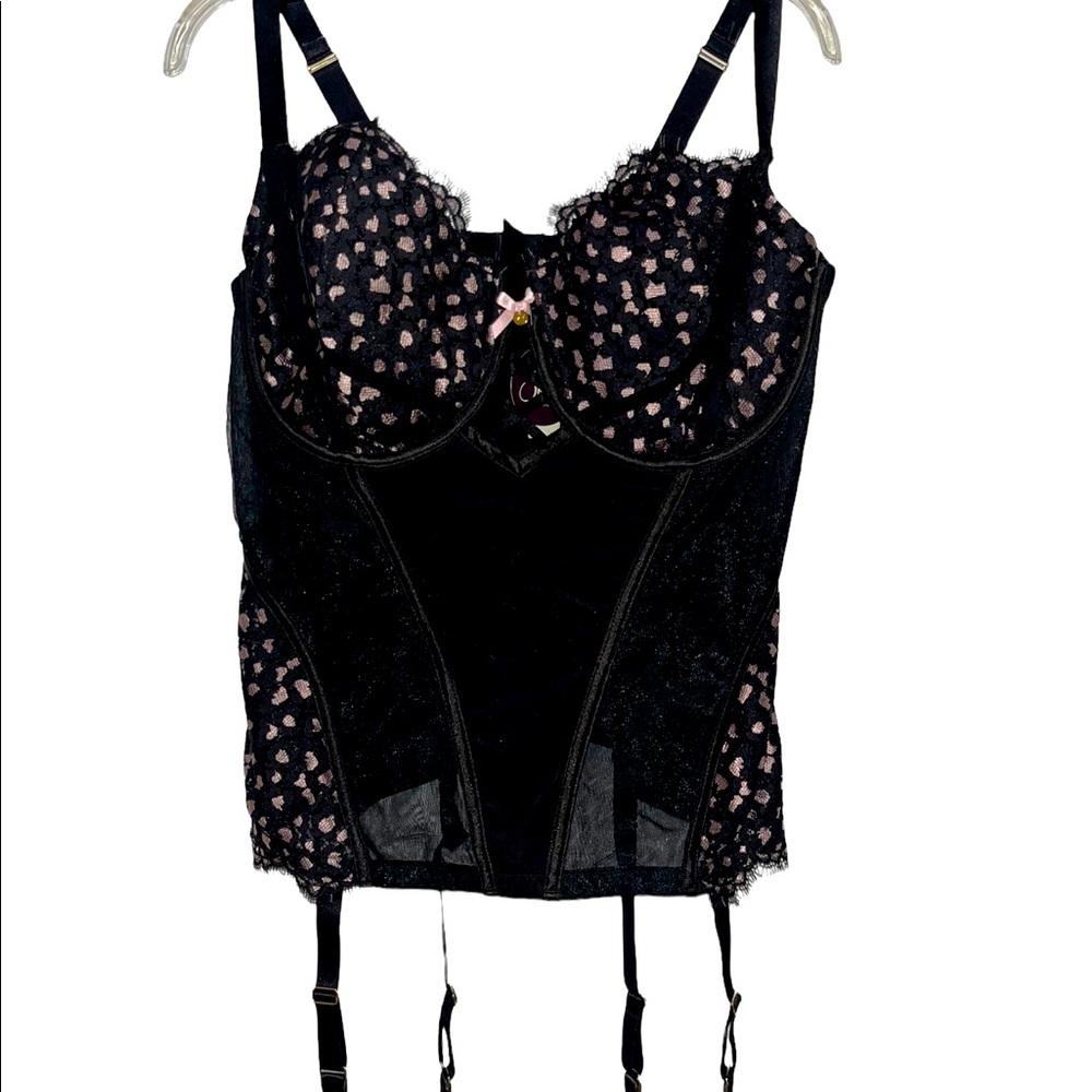 Cacique Seriously Sexy pink and black lacy bustier 40DDD